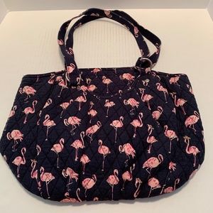 Quilted flamingo print purse